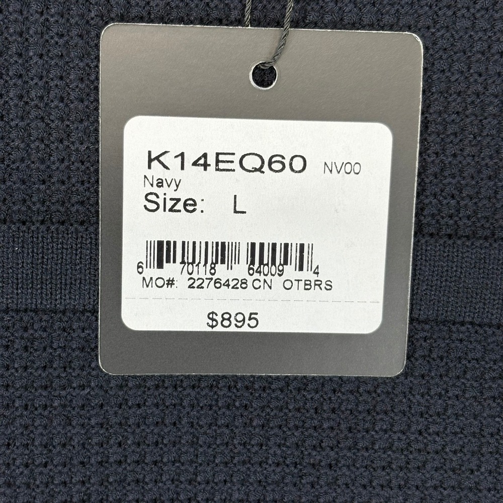 St John Pique Knit Knee Length Dress Womens L Navy Blue Sleeveless Luxury NWT - Picture 9 of 12